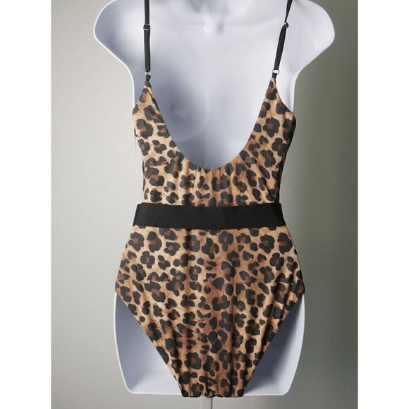 ENVYA Leopard Print Belted Retro One-piece Swimwear S - Picture 3 of 6